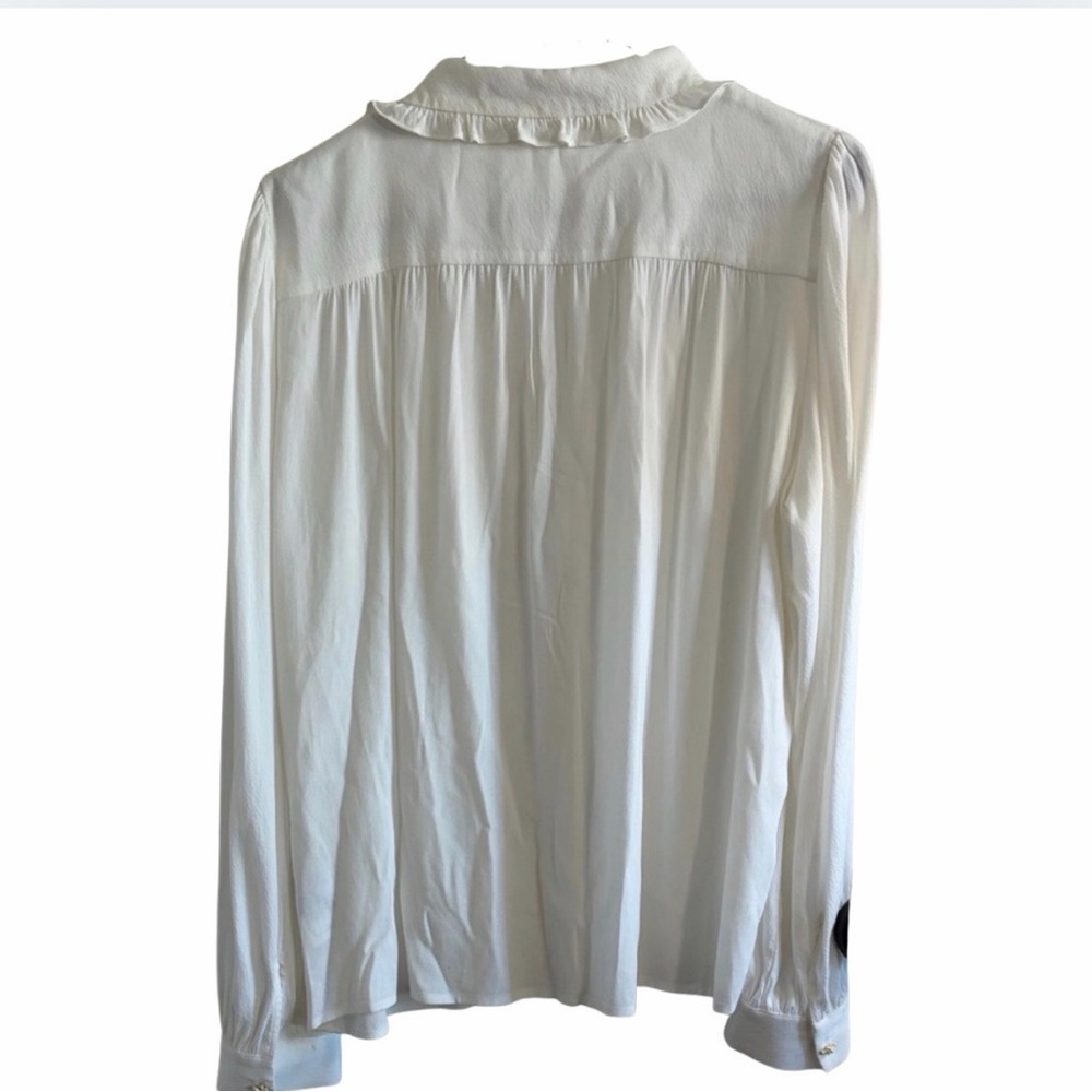 ba&sh White Sheer Ruffle Blouse - Large – See Notes - Picture 3 of 7